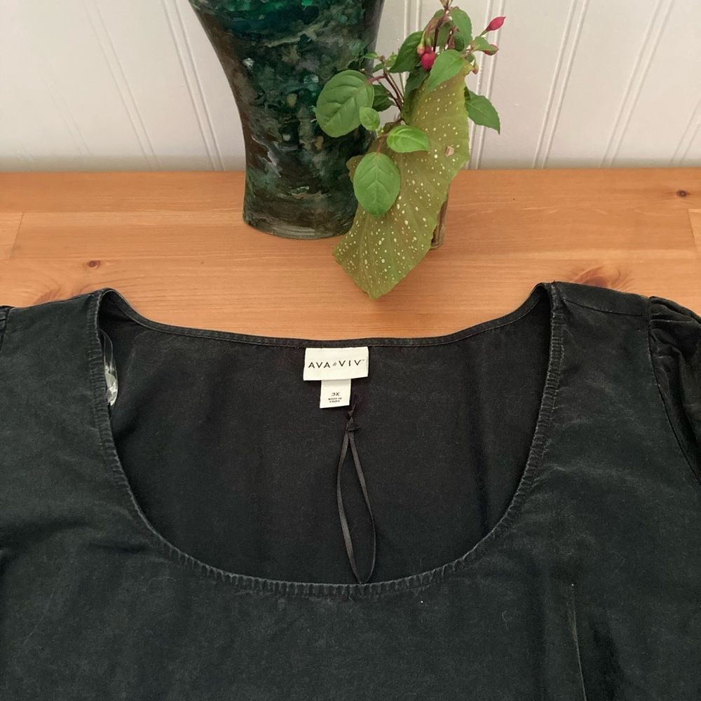 Ava and Viv Black Balloon Sleeve Pullover Top Size 3X New With Tags - Picture 4 of 10